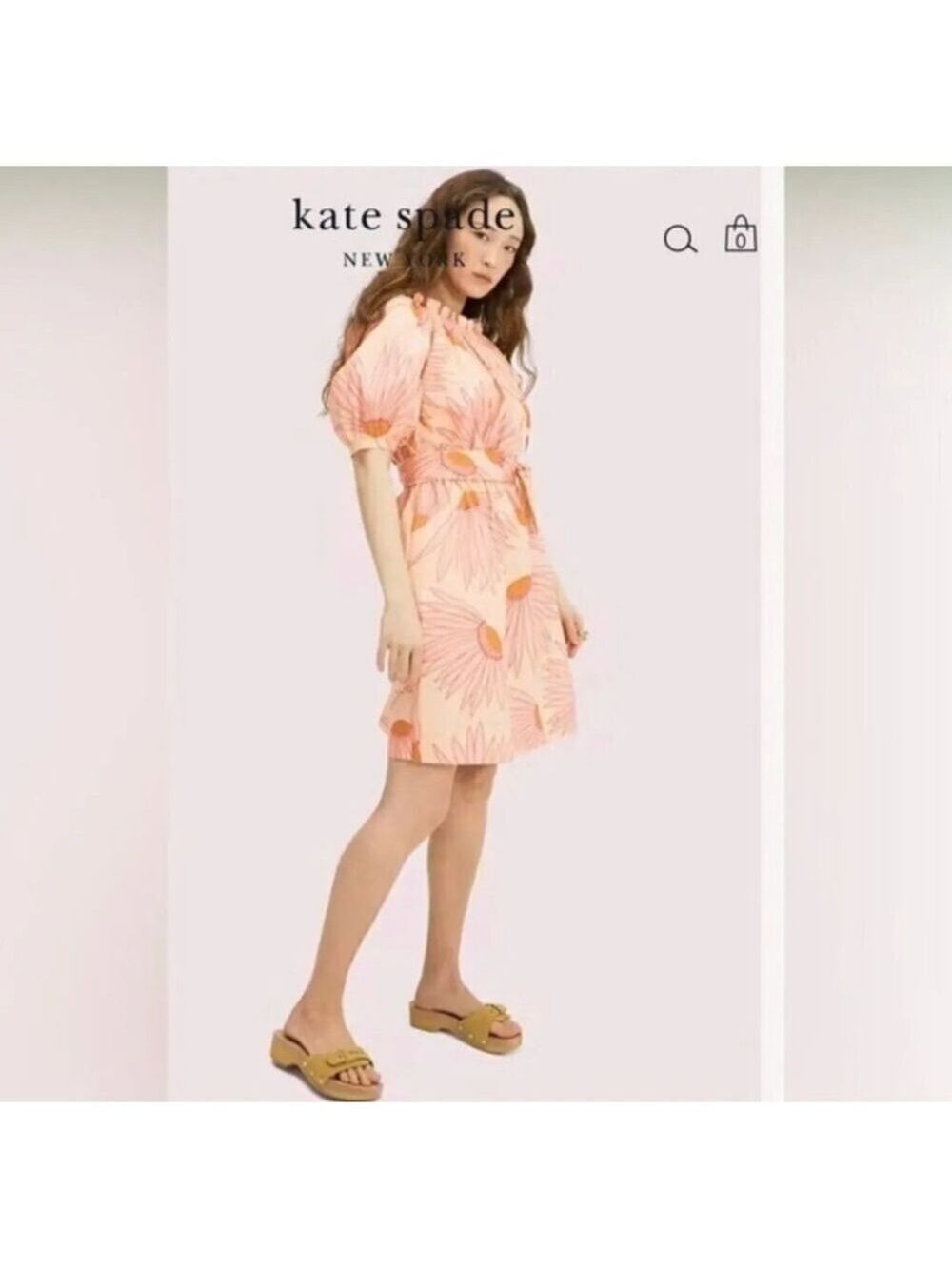 NWT Kate Spade Dress Fit‎ & Flare, Peach Floral, Medium Size.